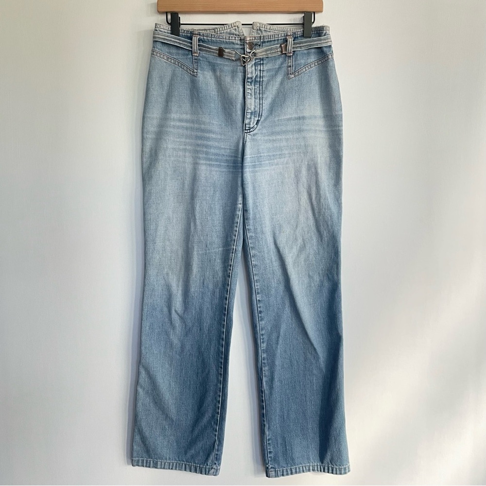 Vintage Rag City Blues Los Angeles Jeans Straight Leg Belted No Back Pocket 32